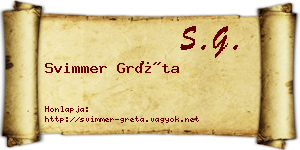 Svimmer Gréta névjegykártya